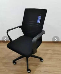 Black Mesh and Fabric Office Chair with Fixed Armrests