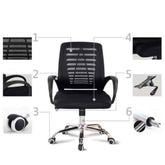 Black Mesh and Fabric Office Chair with Fixed Armrests