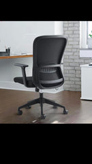 Black Mesh and Fabric Office Chair with Fixed Armrests