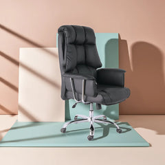 Executive Padded Office Chair with Chrome Base and Armrests