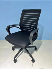 Black Mesh and Fabric Office Chair with Fixed Armrests