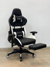 Torghar Ergonomic Gaming Chair with Footrest - White & Black